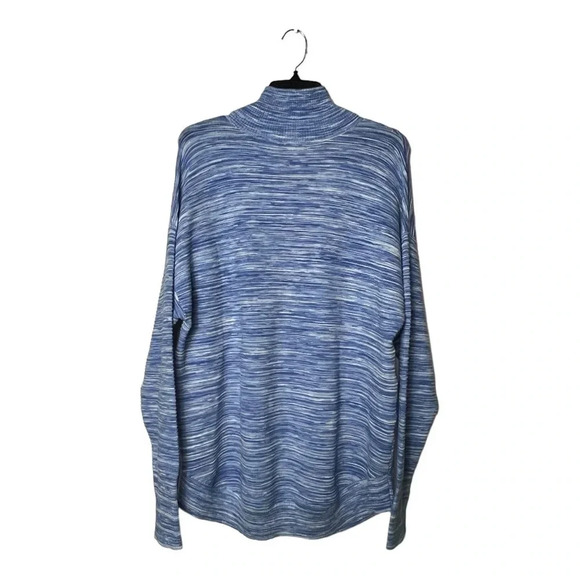 1451. AERIE OFFLINE LONG SLEEVE 1/4 ZIP SWEATER RIBBED BLUE/WHITE COLOR MARBLE - Picture 6 of 9